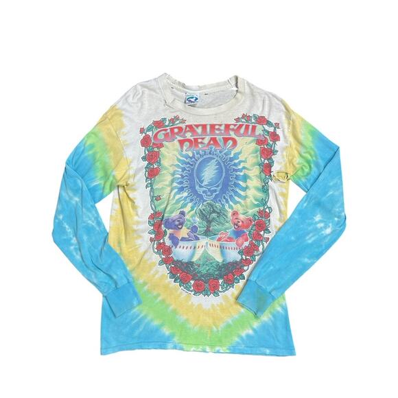 Vtg 90s Grateful Dead Liquid Blue Scarlet Fire Tie Dye Long Sleeve T-Shirt As Is - Picture 1 of 8